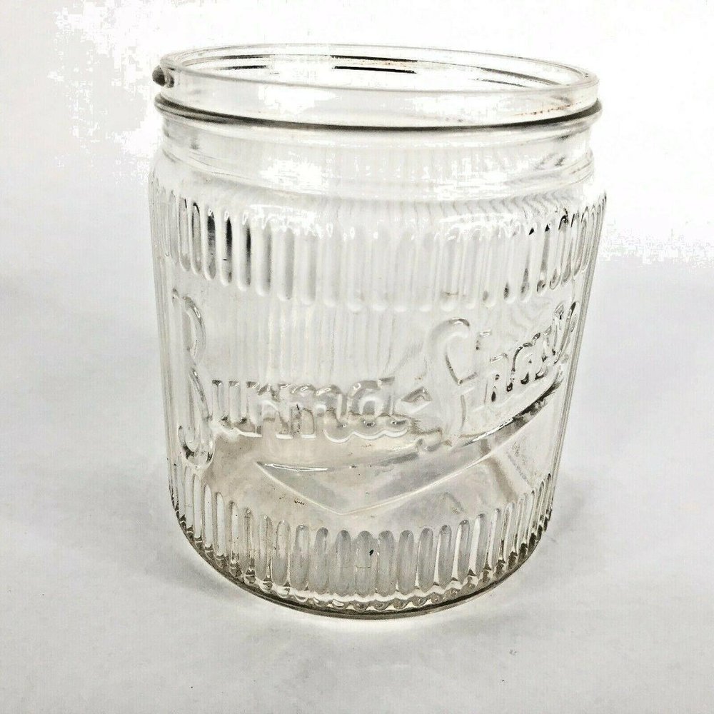 VTG Burma Shave Embossed‎ Ribbed Jar Hazel Atlas